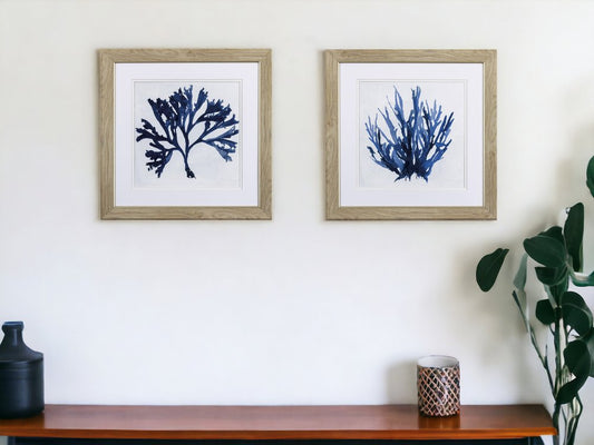 Set of Two Navy Underwater Coral Watercolor Wall Art