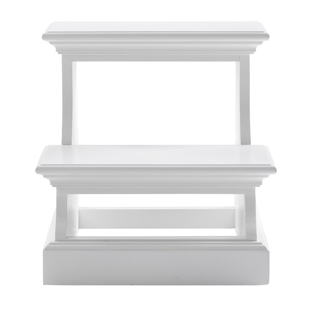 16" White Solid Wood Step Ladder