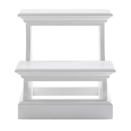 16" White Solid Wood Step Ladder
