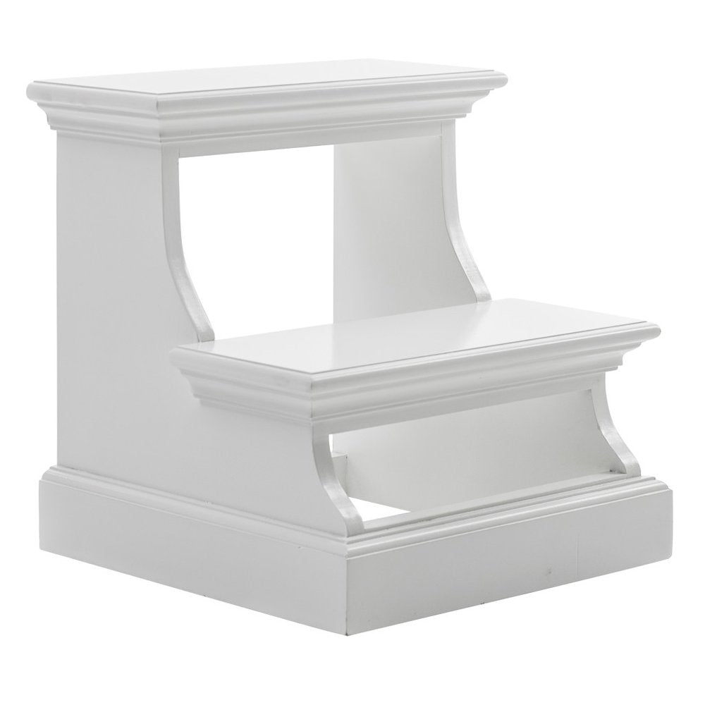 16" White Solid Wood Step Ladder