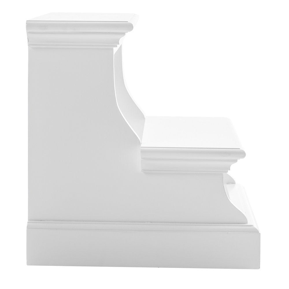16" White Solid Wood Step Ladder