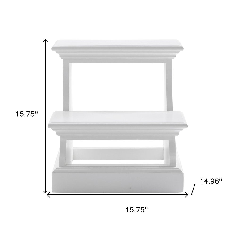 16" White Solid Wood Step Ladder