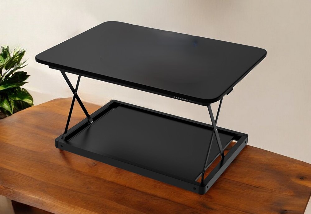 28" Adjustable Black Stainless Steel Standing Desk Converter