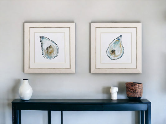 Set of Two Oysters Watercolor Framed Wall Art