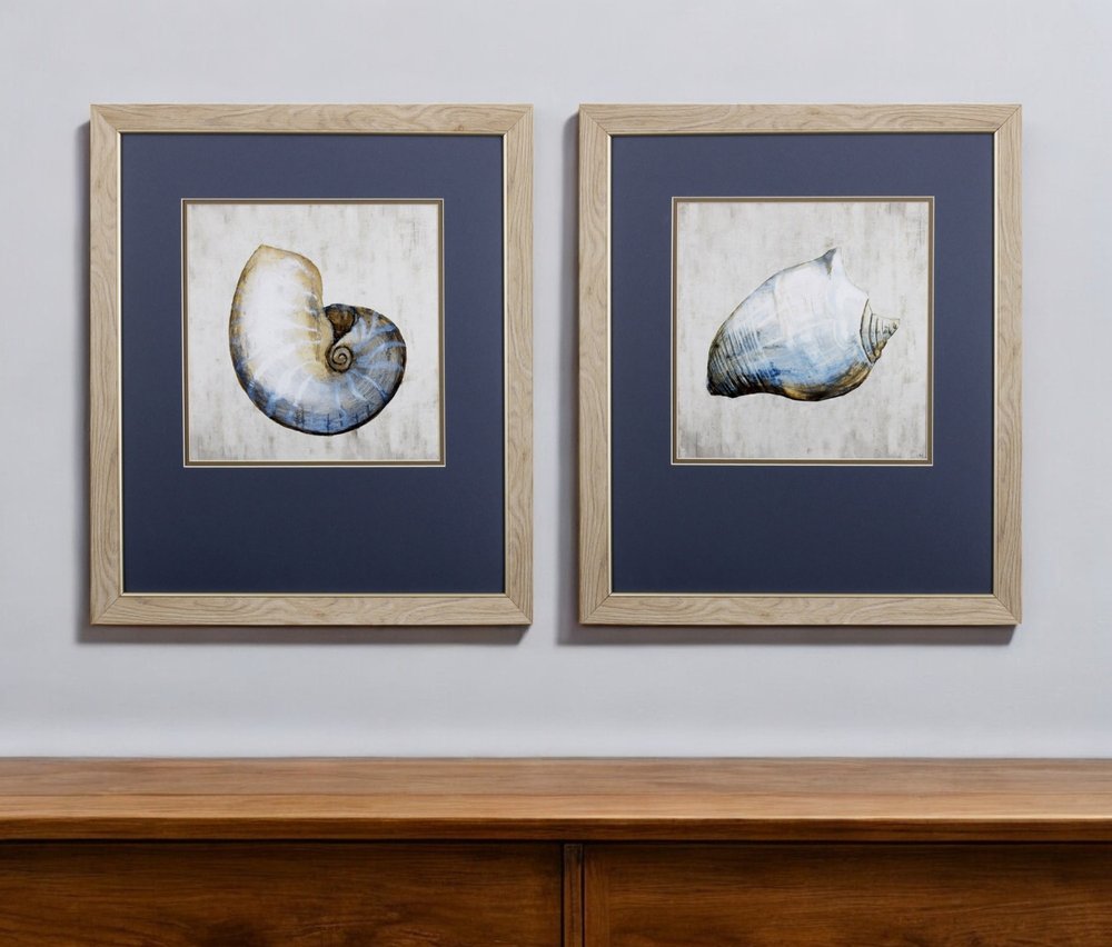 Set of Two Ocean Seashells Wall Art