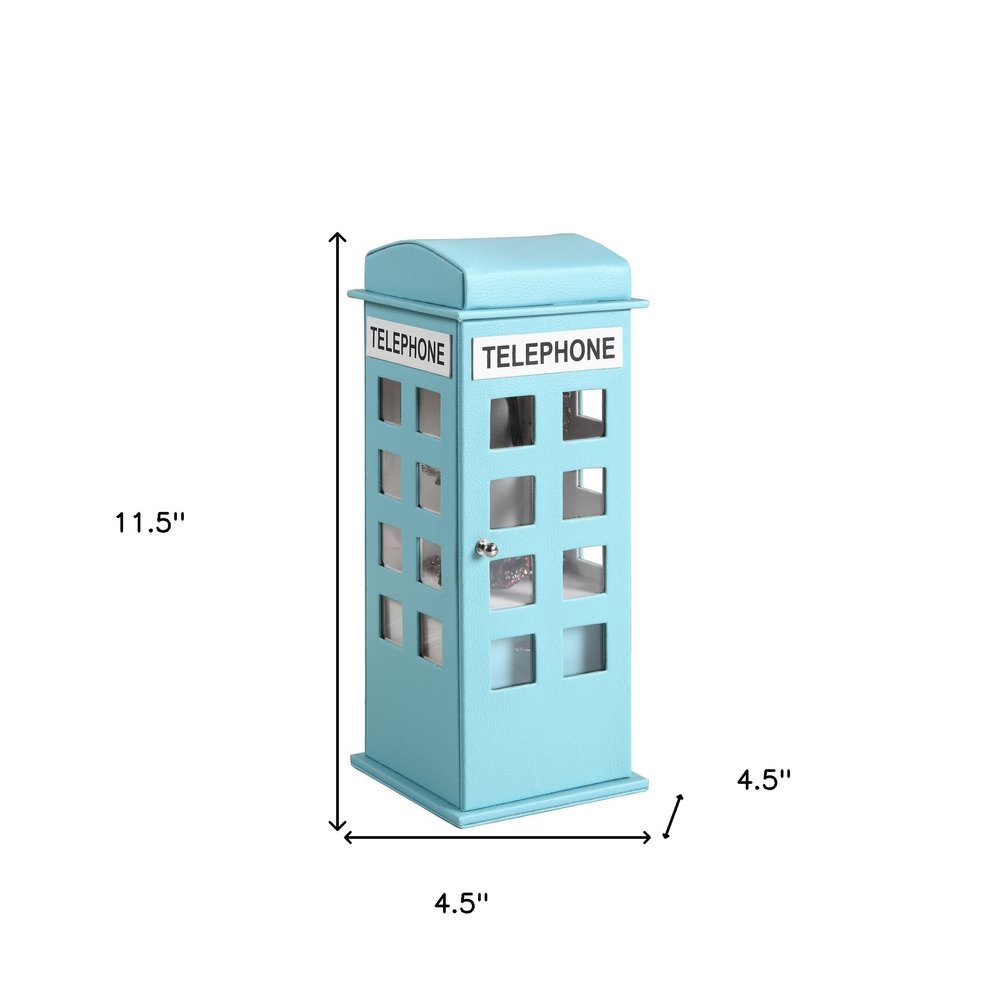 12" Burgundy And White Faux Leather Telephone Booth Jewelry Box