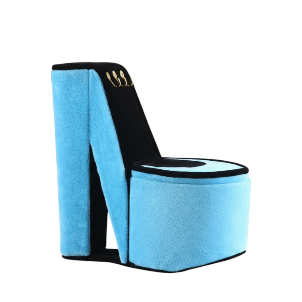 9" Purple Black And Gold Velvet High Heel Jewelry Box