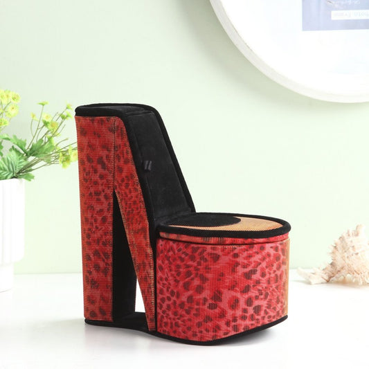 9" Purple And Black Glitter Velvet High Heel Jewelry Box