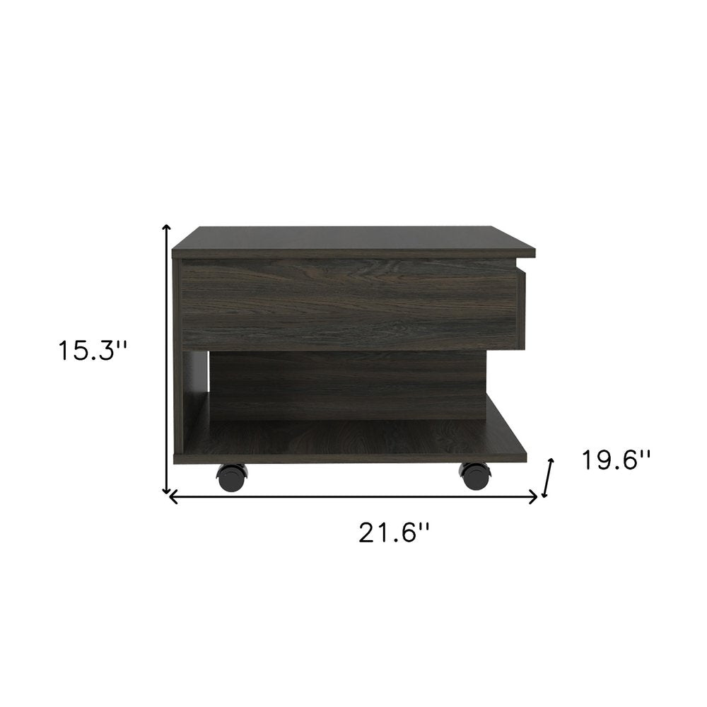 22" Carbon Espresso Manufactured Wood Rectangular Coffee Table With Drawer