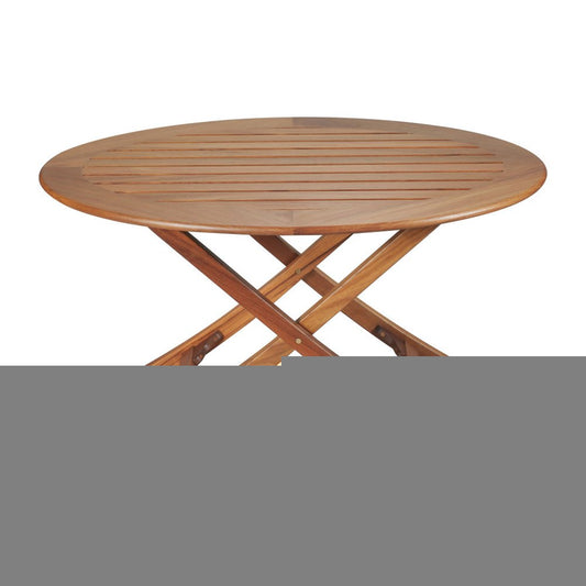 40" Brown Oval Solid Wood Folding Outdoor Side Table