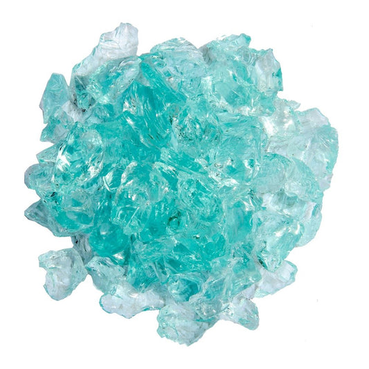 Aqua Round Reflective Fire Pit Glass