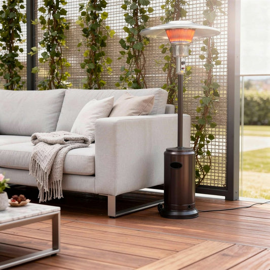 40000 BTU Bronze Steel Propane Cylindrical Pole Standing Patio Heater