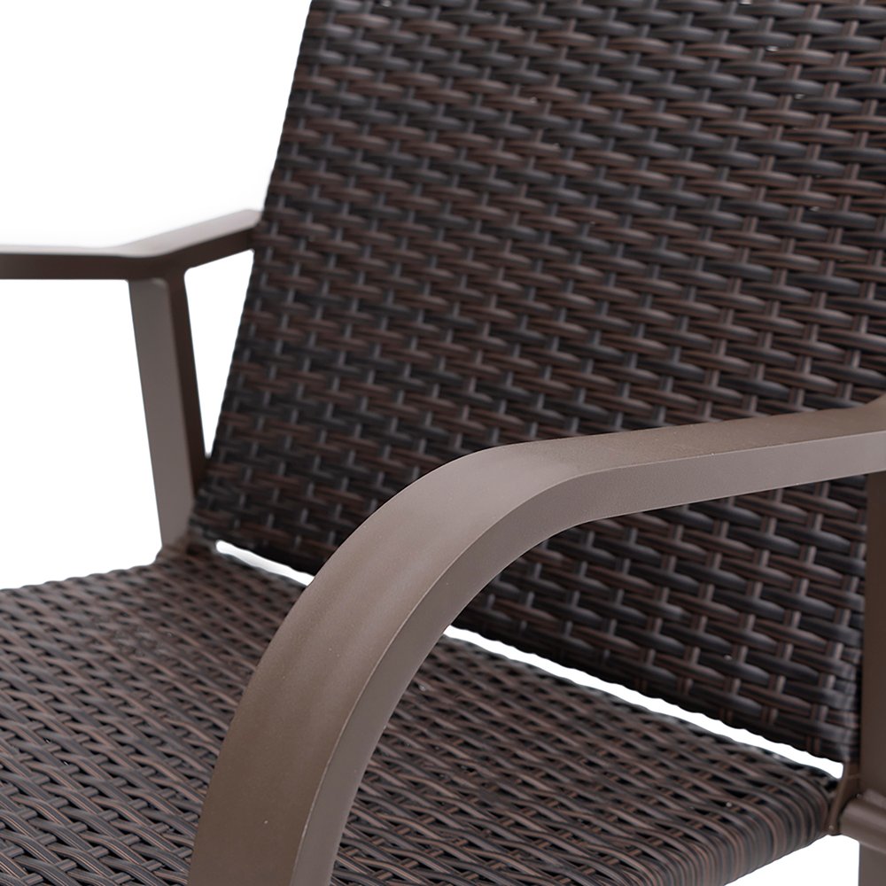 Set of Two 28" Brown Aluminum Outdoor Counter Height Bar Chairs with Footrest