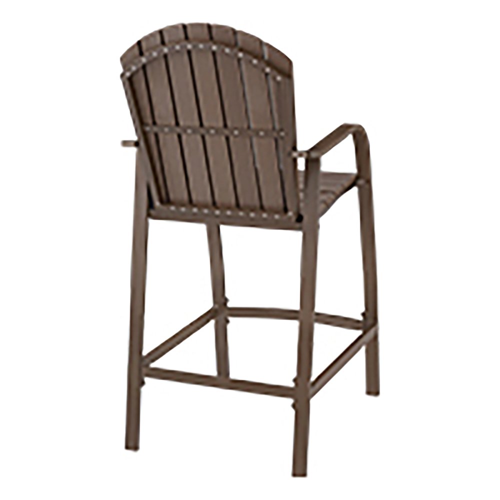 Set of Two 28" Brown Aluminum Outdoor Bar Height Chairs with Footrest