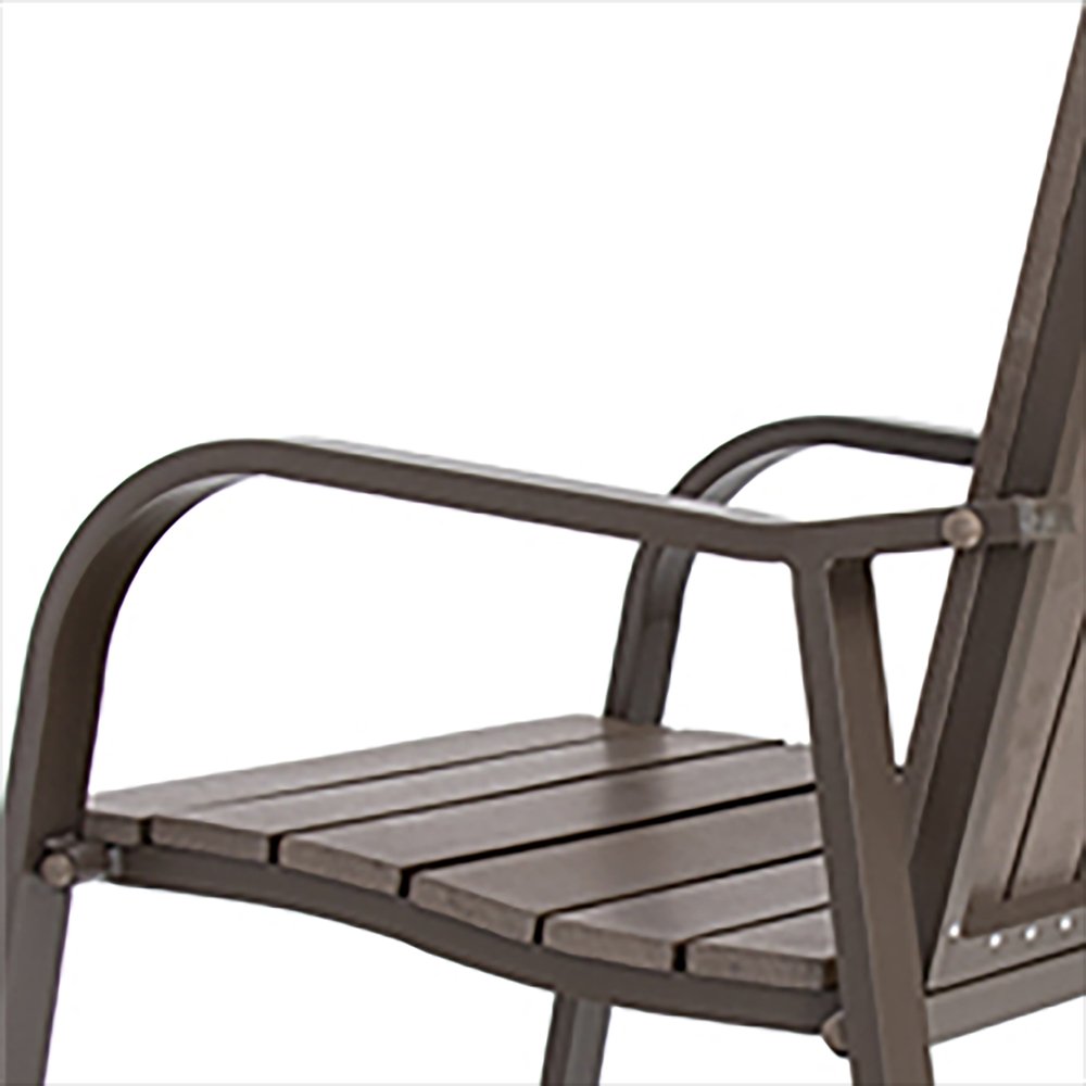 Set of Two 28" Brown Aluminum Outdoor Bar Height Chairs with Footrest