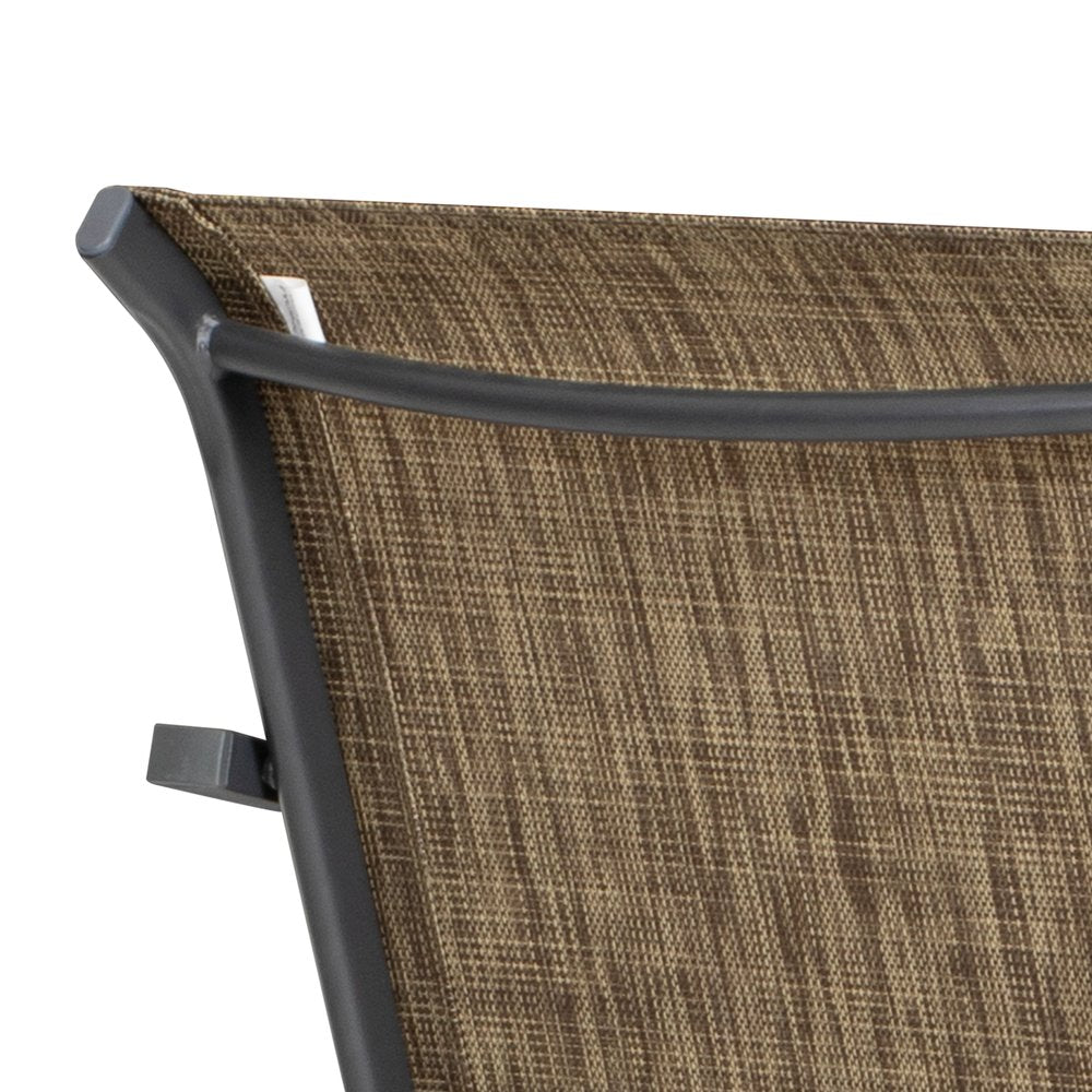Set of Two 28" Gray and Brown Steel Outdoor Bar Height Chairs with Footrest