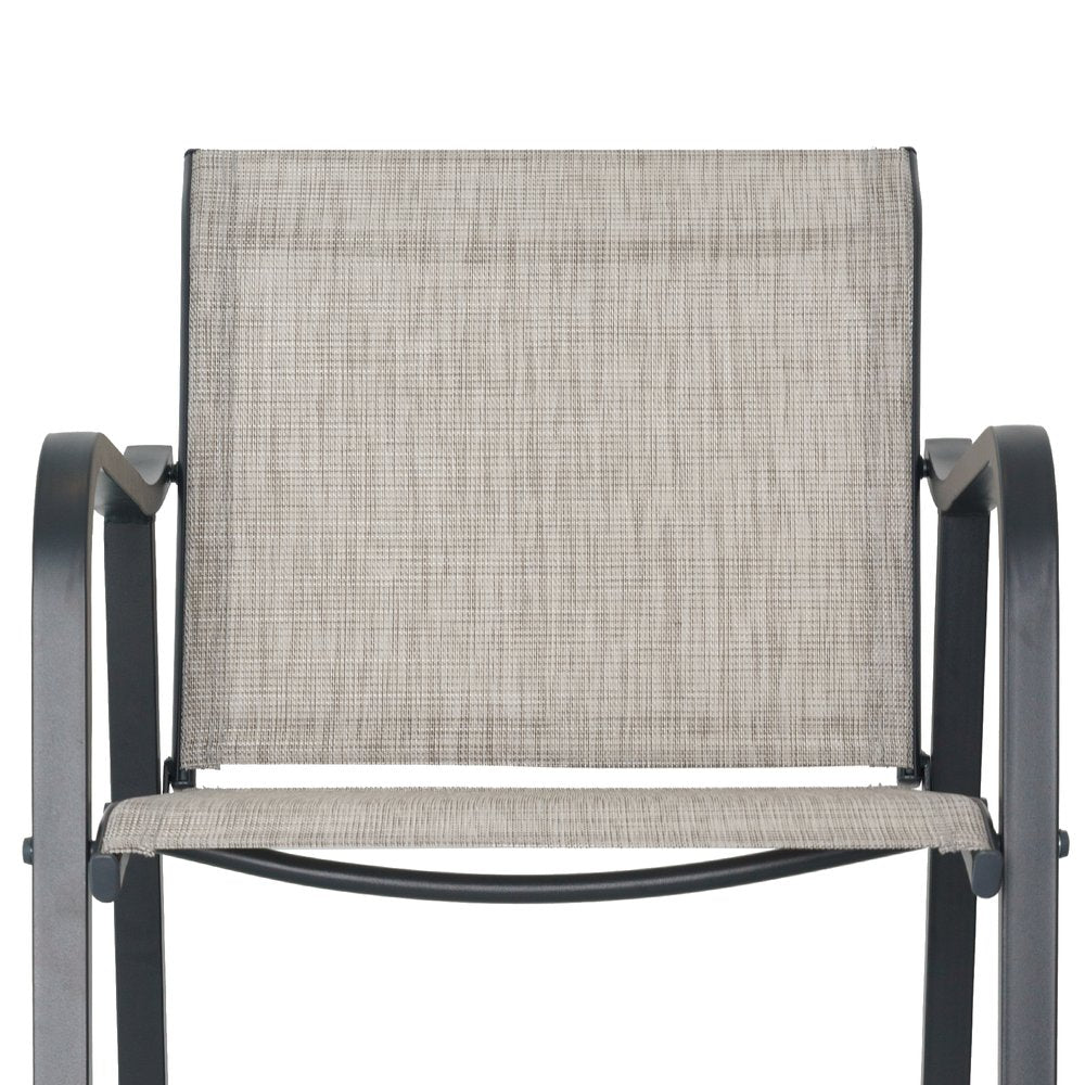 Set of Two 28" Gray Steel Outdoor Bar Height Chairs with Footrest