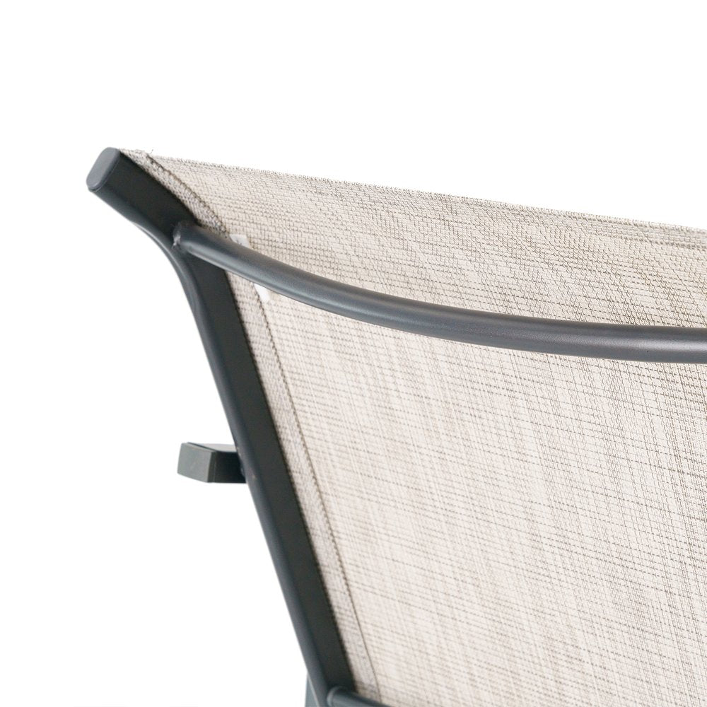 Set of Two 28" Gray Steel Outdoor Bar Height Chairs with Footrest