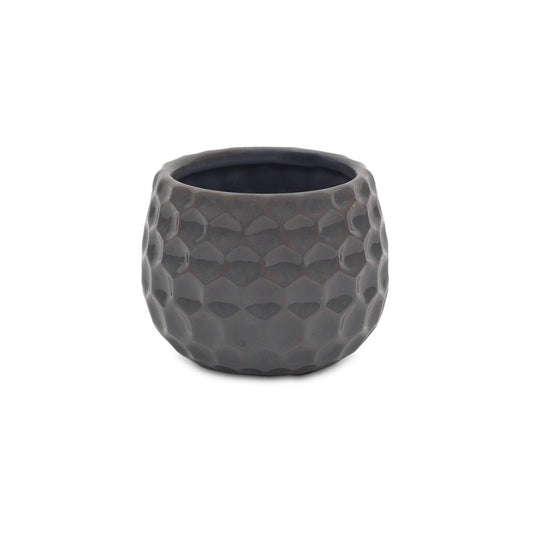 Gray Ceramic 17 Ounce Round Distressed Pot Planter