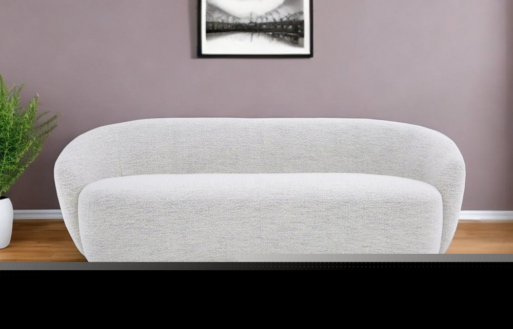 90" Off White Fabric Sofa With Black Legs