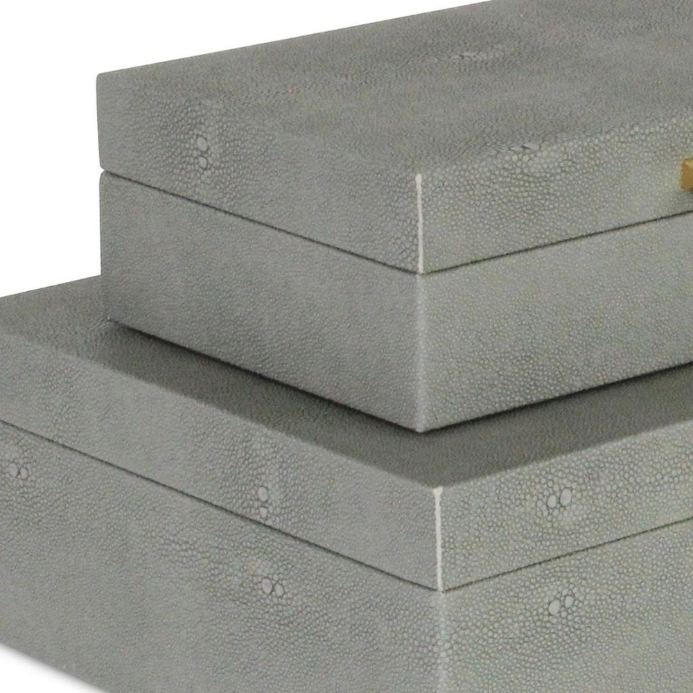 12" Set Of Two Gray Solid Wood Jewelry Box With Decorative Hardware