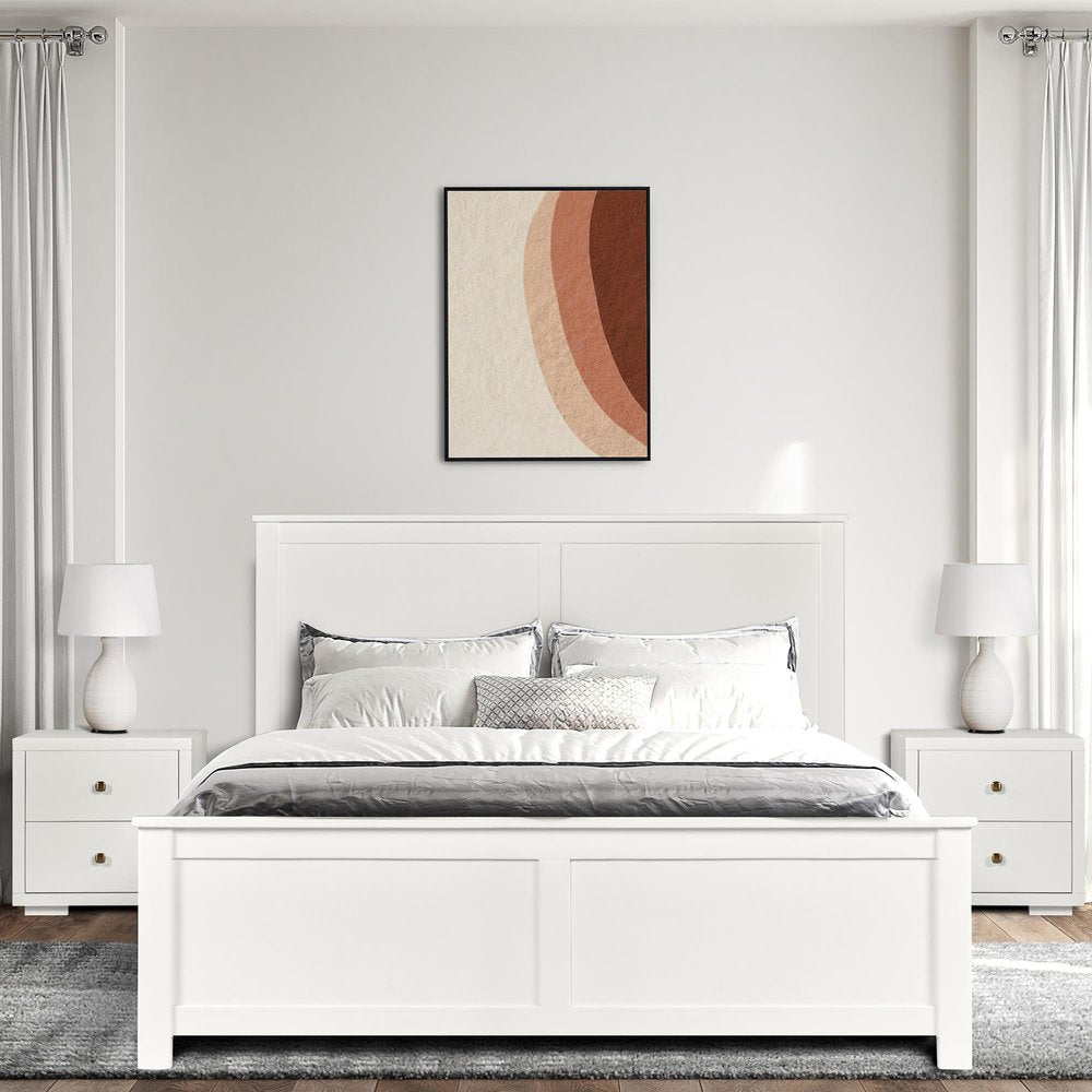 White Solid Wood Queen Bed Frame