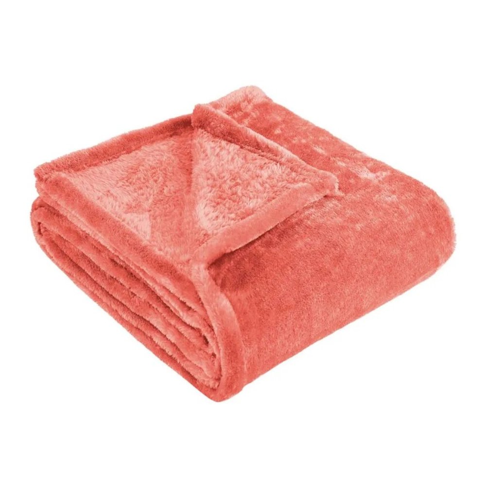 Twin Coral Fleece Plain Weave Plush Blanket