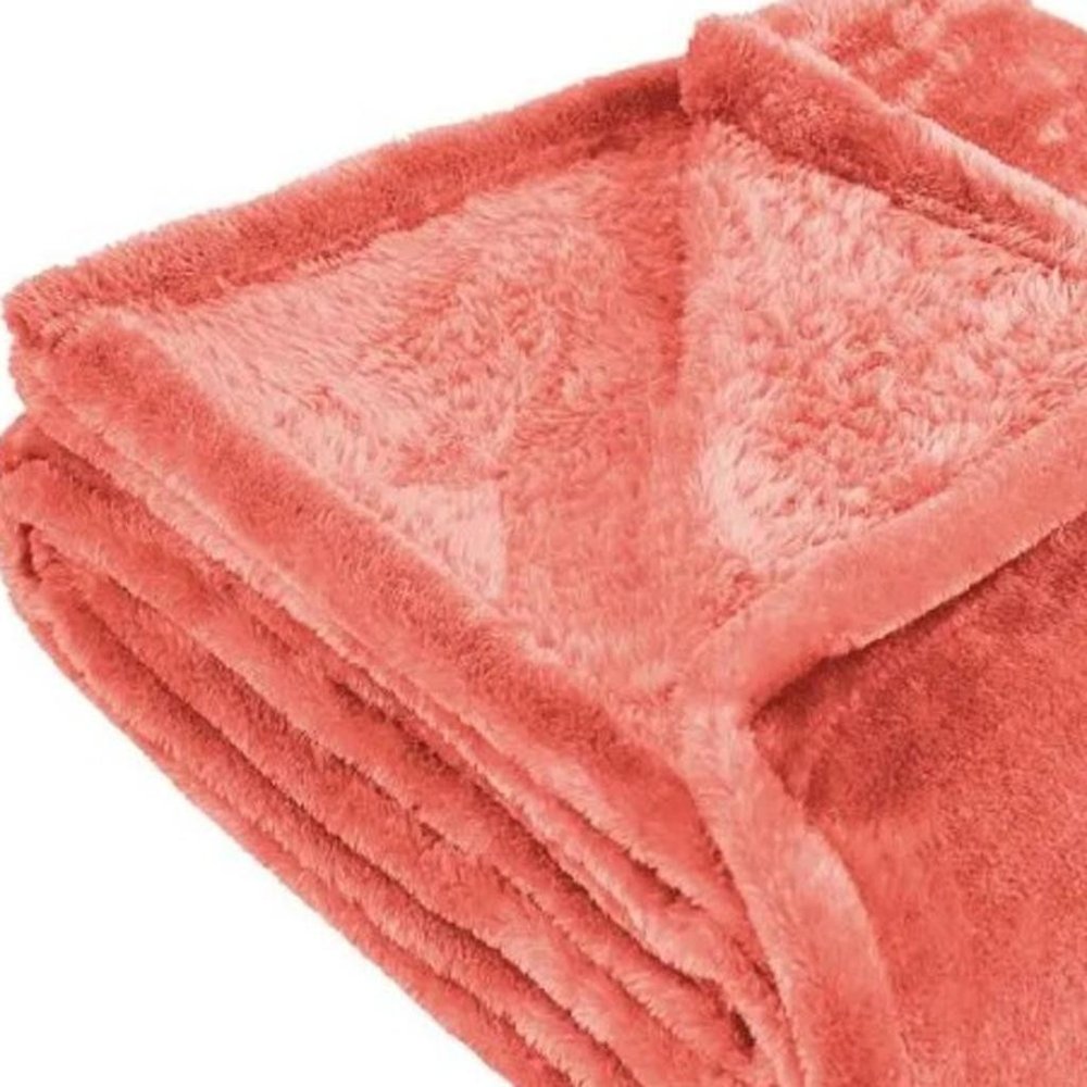 Twin Coral Fleece Plain Weave Plush Blanket