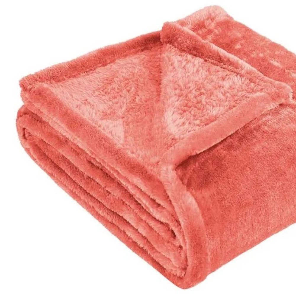 Twin Coral Fleece Plain Weave Plush Blanket