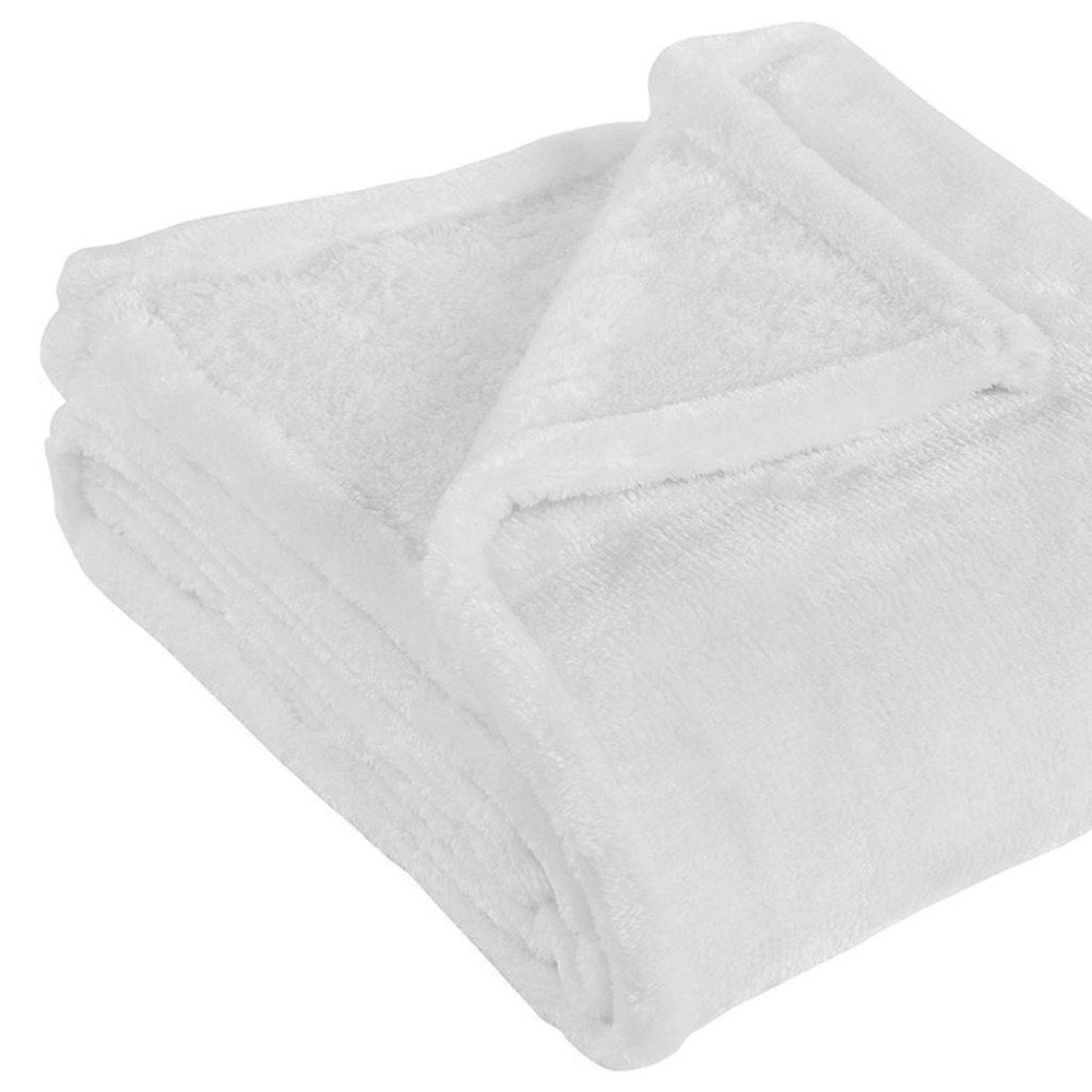 Twin White Fleece Knitted Plush Blanket