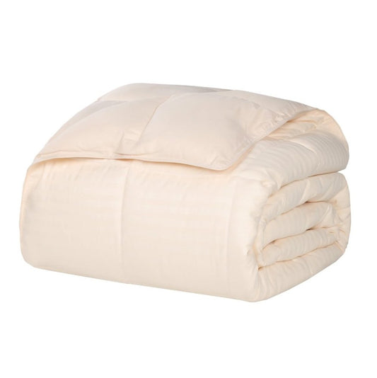 Twin Ivory Cotton Plain Weave Striped Blanket