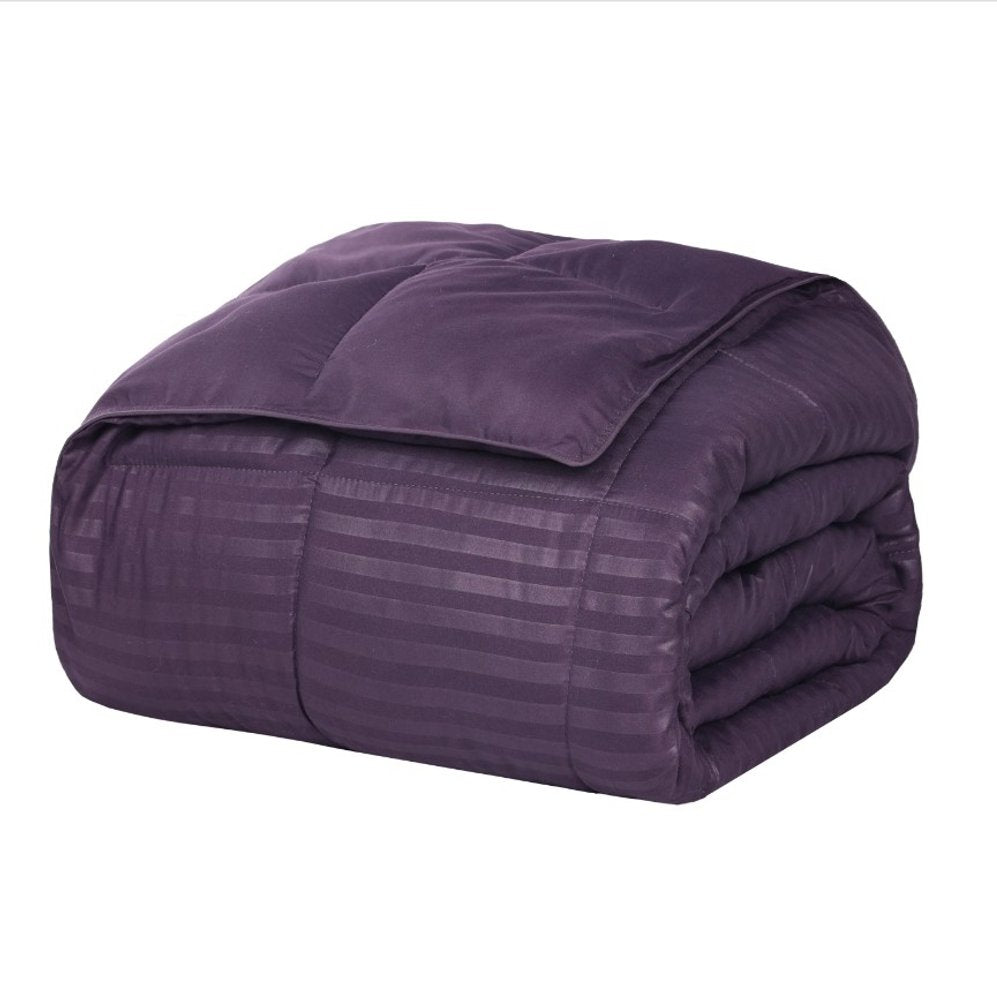 Twin Plum Cotton Plain Weave Striped Blanket
