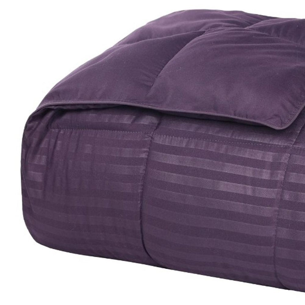 Twin Plum Cotton Plain Weave Striped Blanket