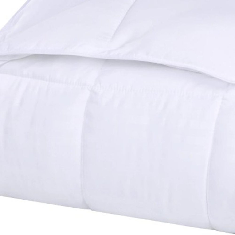 Twin White Cotton Plain Weave Striped Blanket