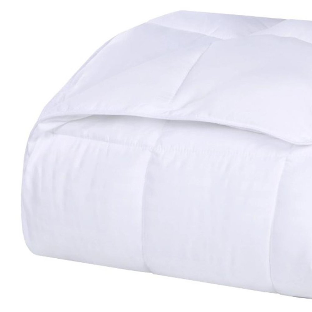 Twin White Cotton Plain Weave Striped Blanket