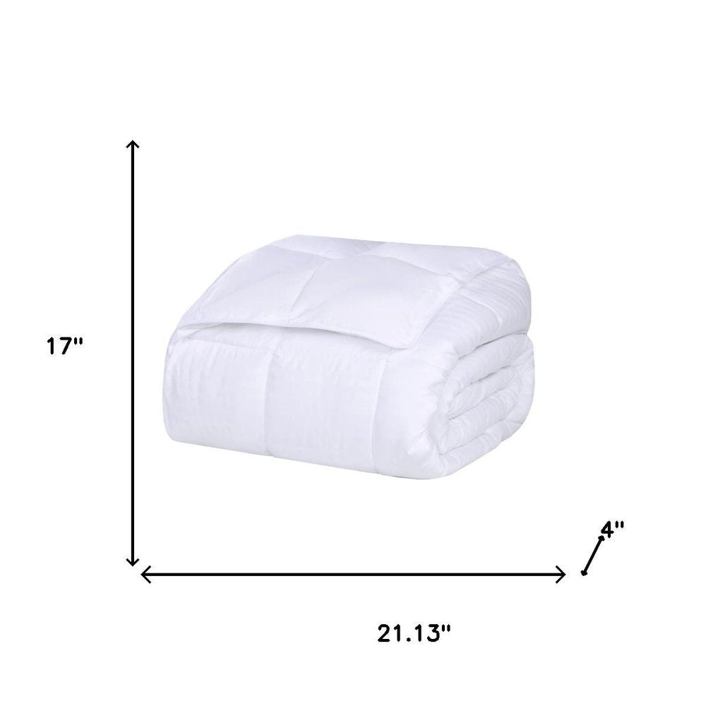 Twin White Cotton Plain Weave Striped Blanket