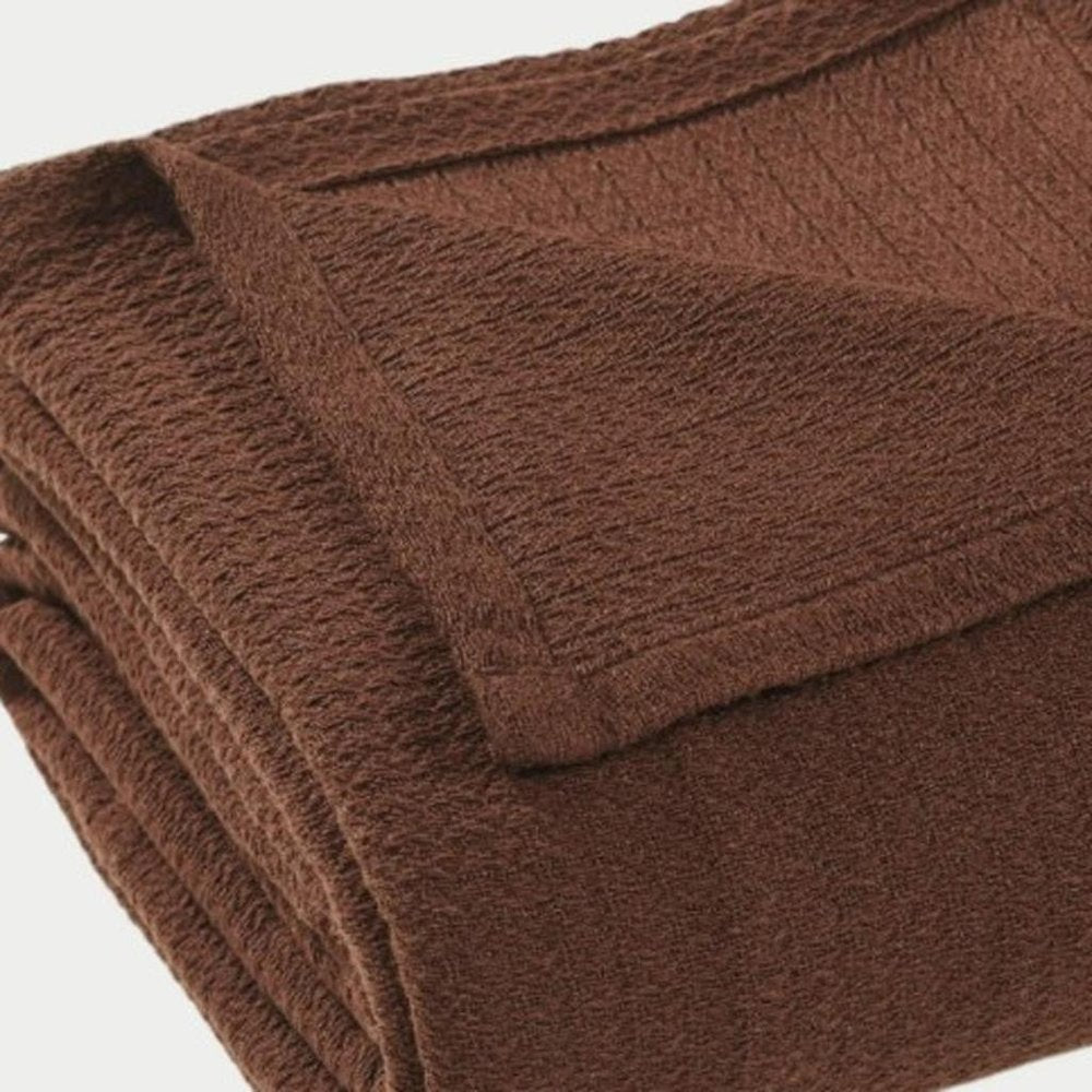 Twin Chocolate Cotton Waffle Weave Blanket