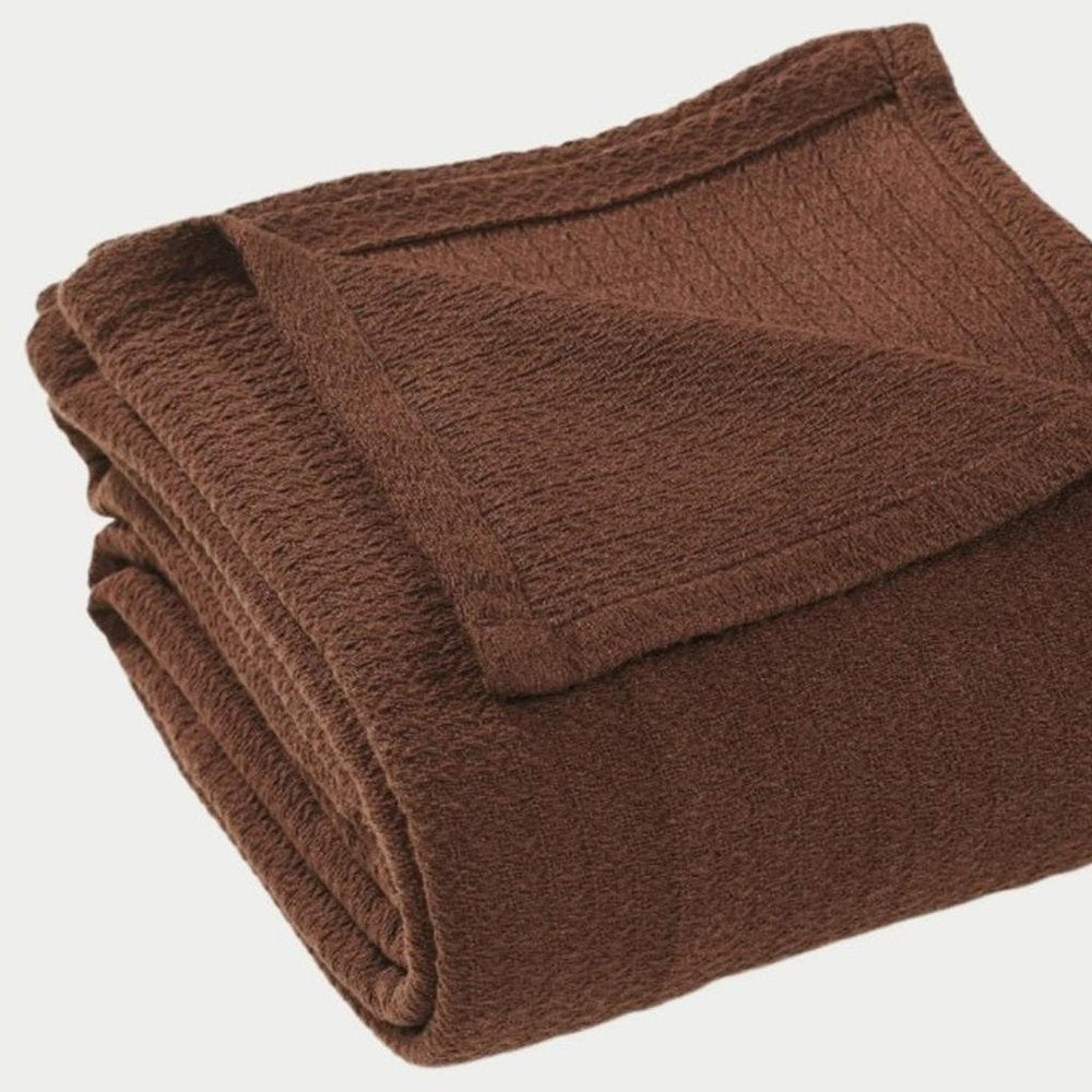 Twin Chocolate Cotton Waffle Weave Blanket