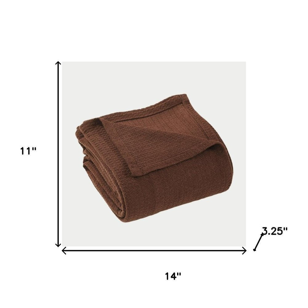 Twin Chocolate Cotton Waffle Weave Blanket