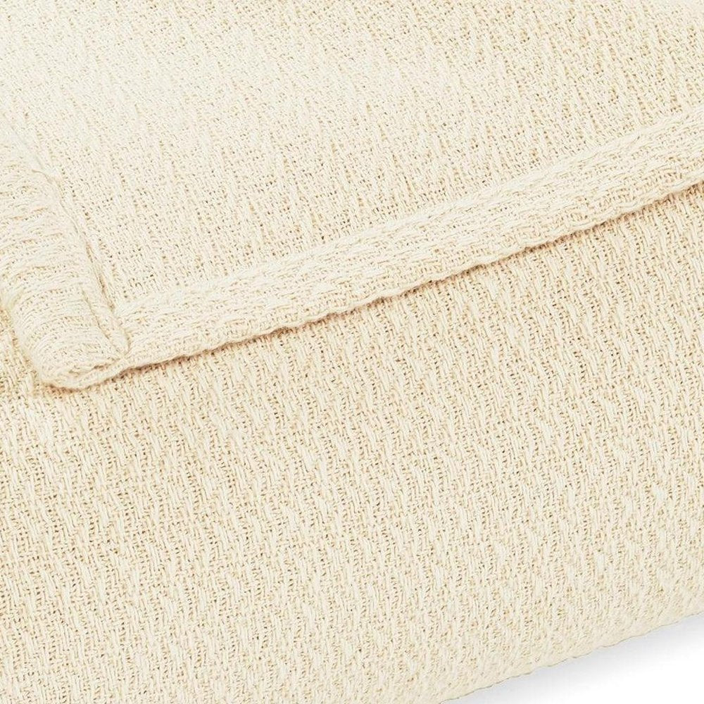 Twin Ivory Cotton Waffle Weave Blanket