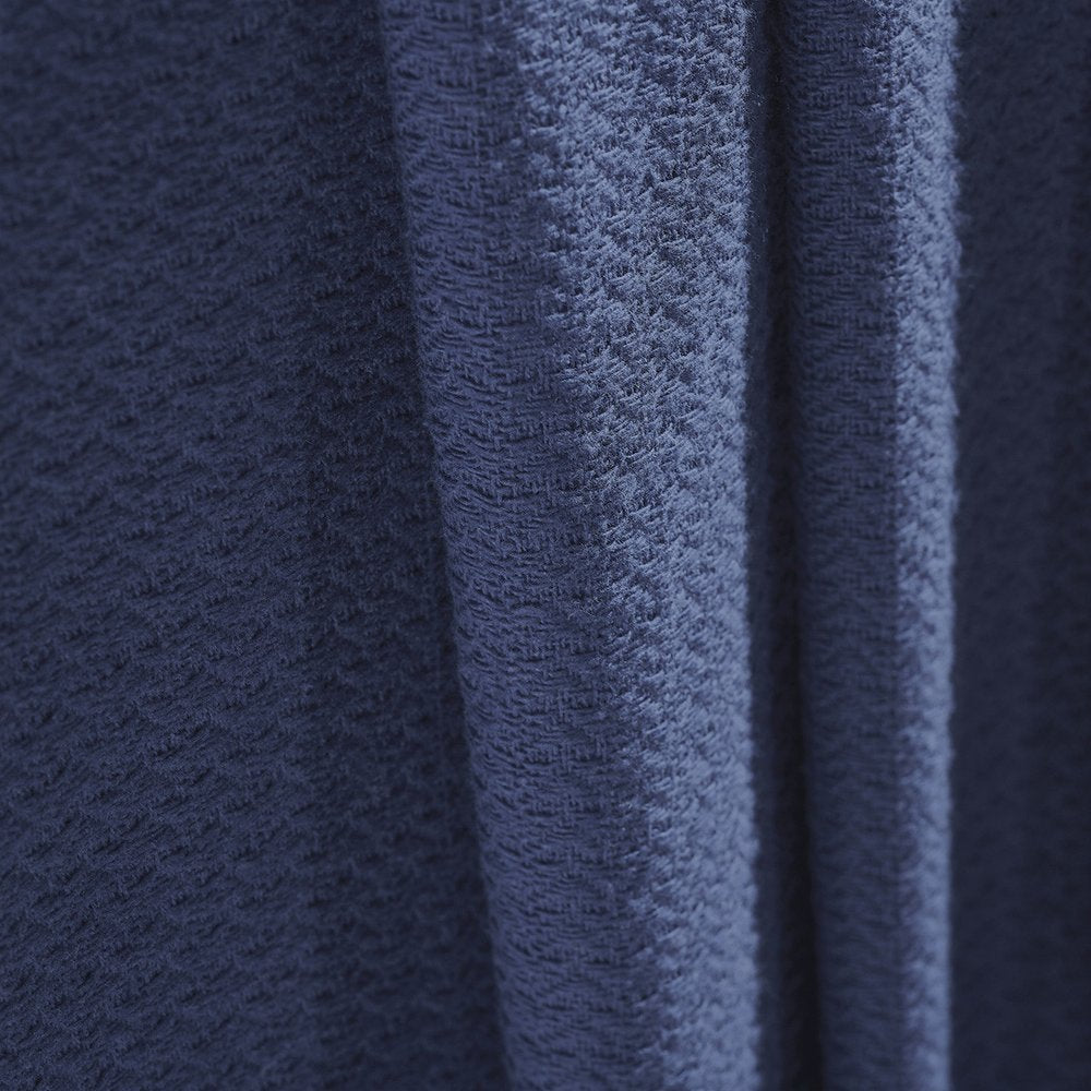 Twin Navy Blue Cotton Waffle Weave Blanket