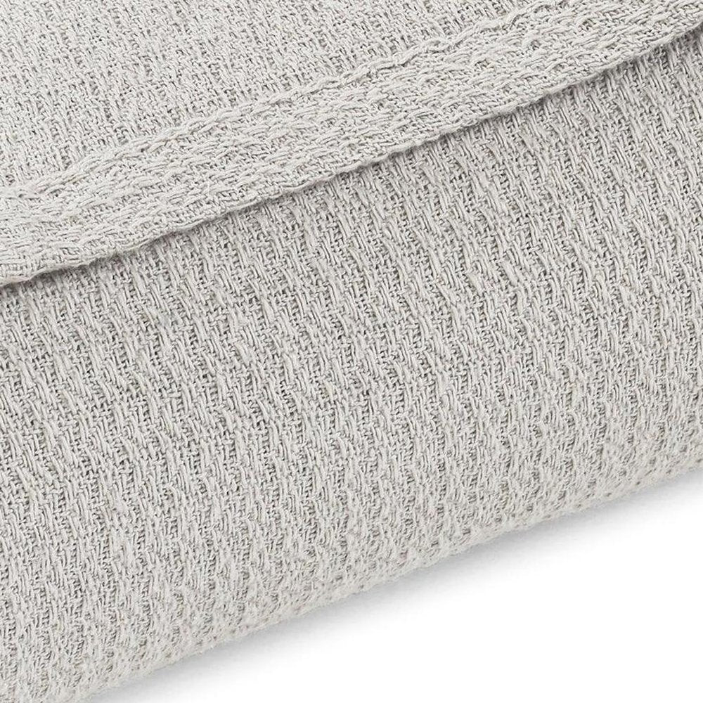Twin Silver Cotton Waffle Weave Blanket