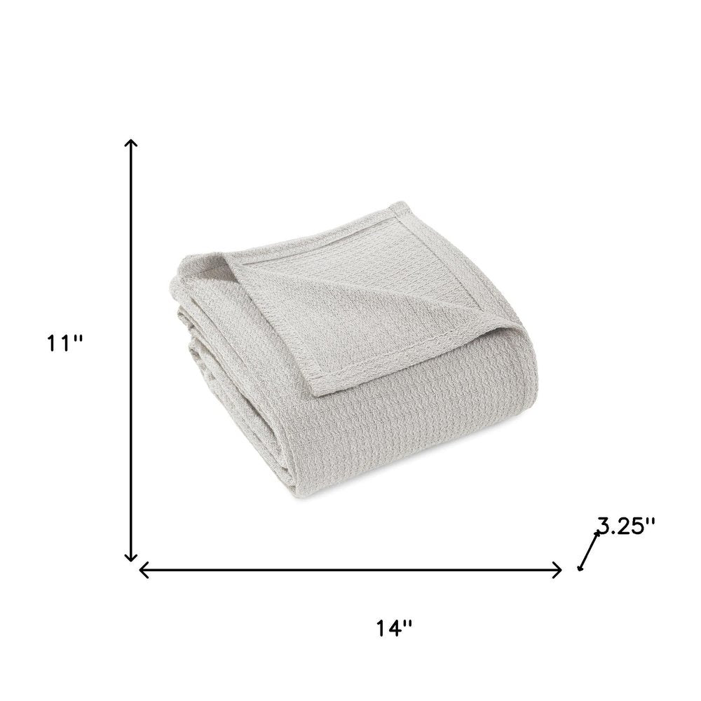 Twin Silver Cotton Waffle Weave Blanket