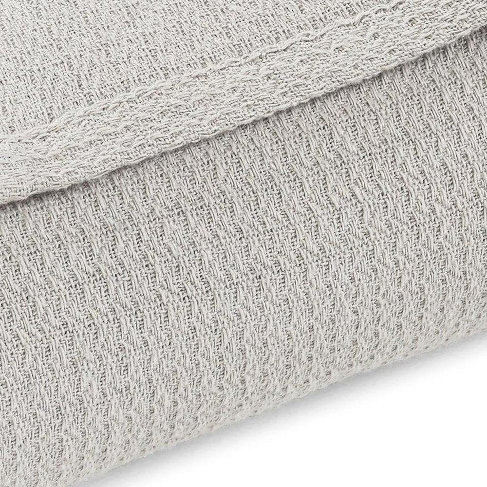 Twin Silver Cotton Waffle Weave Blanket