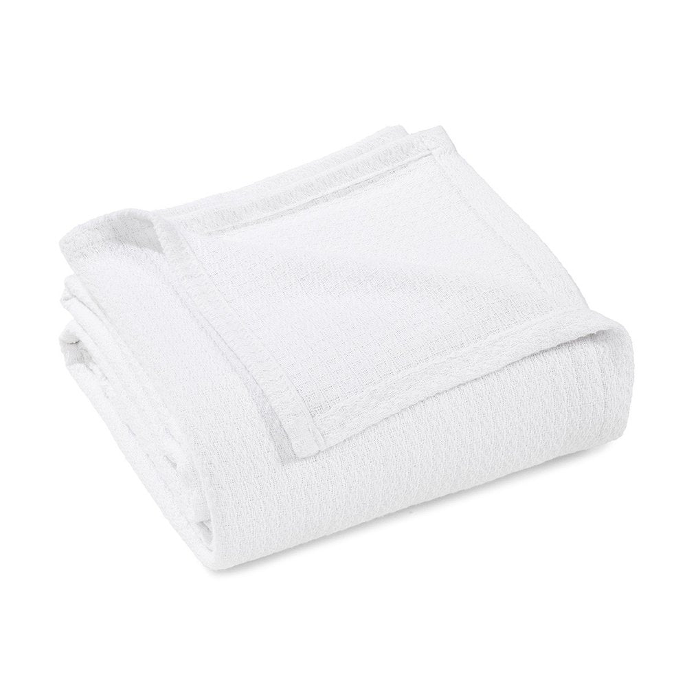 Twin White Cotton Waffle Weave Blanket