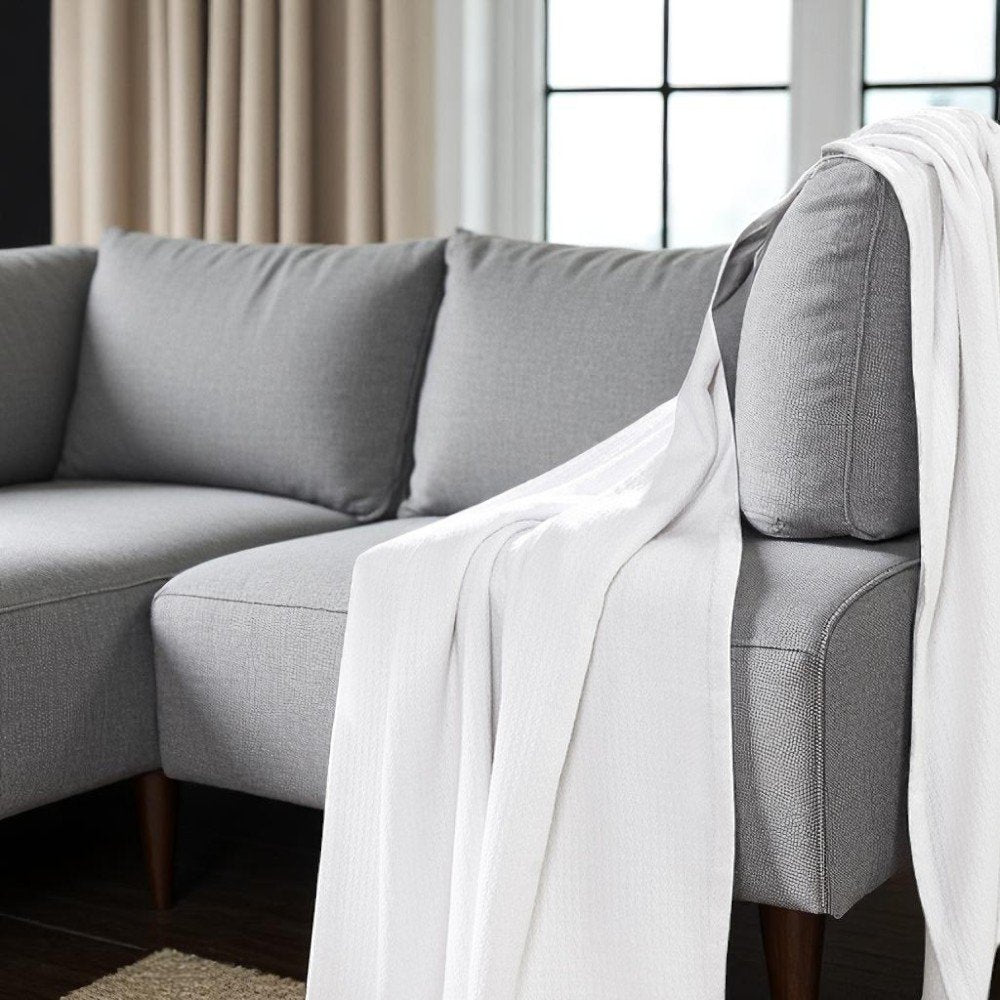 Twin White Cotton Waffle Weave Blanket