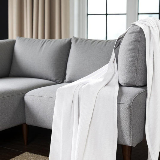 Twin White Cotton Waffle Weave Blanket