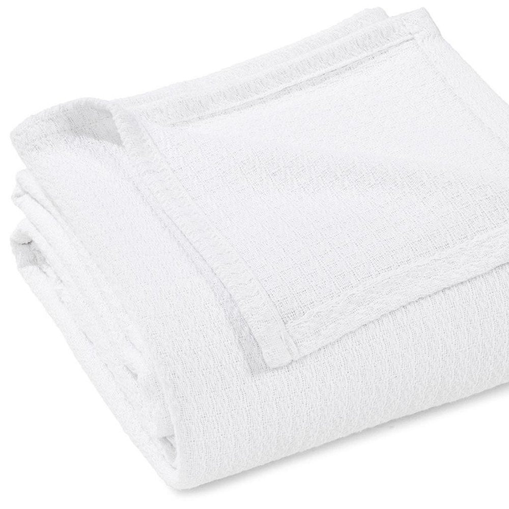 Twin White Cotton Waffle Weave Blanket