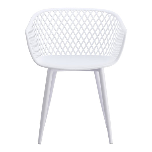 Set of Two White Heavy Duty Plastic Dining Arm Chairs