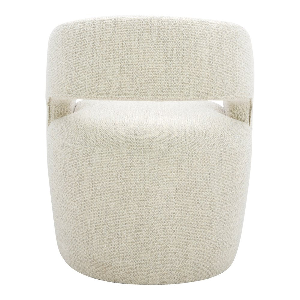 White Fabric Open Back Swivel Dining Arm Chair